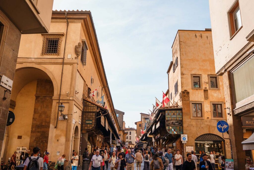 Crowded streets at the Florence Historic Centre.